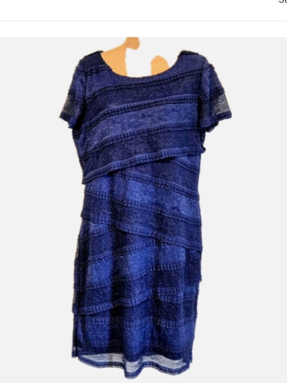 Size L Christopher & Banks Sheath Lined Dress Bandage Lace Blue